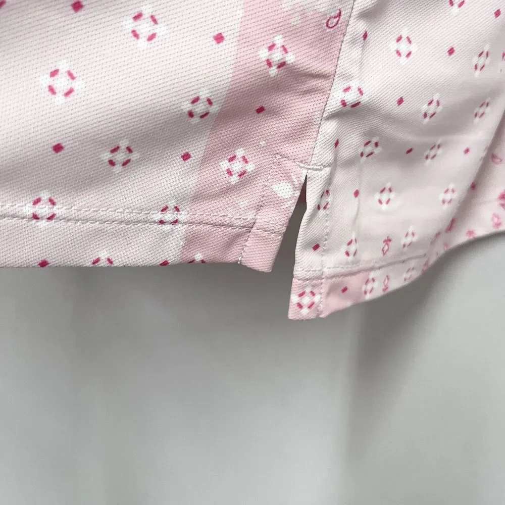 G/Fore NEW WITH TAGS Men's Size Medium Boro Patch Tech Golf S/S Polo Pink Floral - Picture 8 of 9